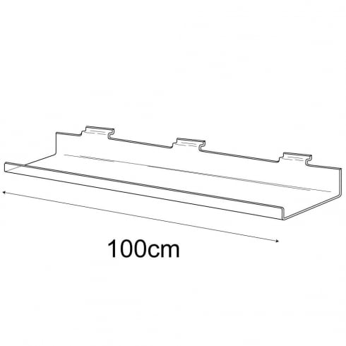 100cm deep lipped slatwall shelf