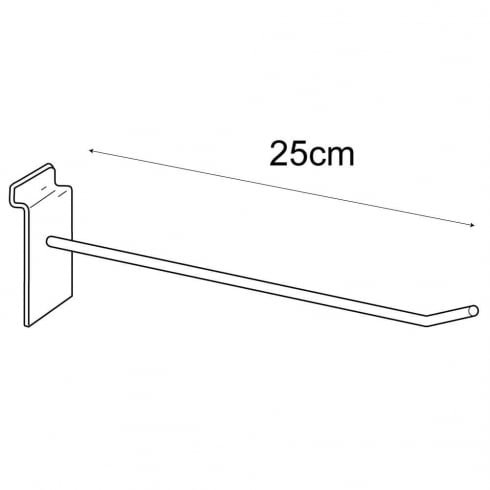 25cm single slatwall prong hook