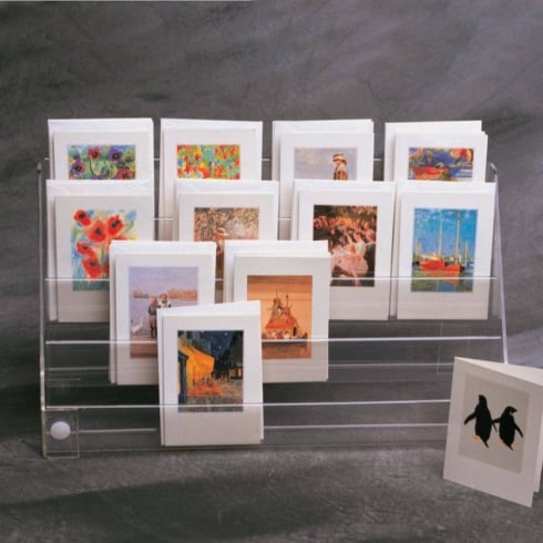 4 tier mini greeting card display counter standing and wall fixing