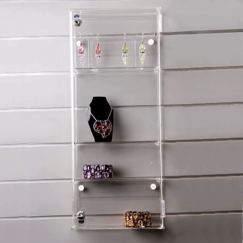 59cm lockable shallow display case wall fixing