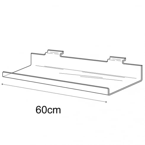 60cm deep lipped slatwall shelf