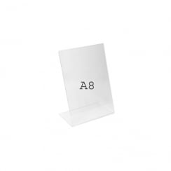 A8 angle portrait sign holder-counter   (acrylic sign holder)