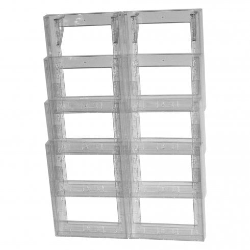 Double A4 leaflet holder: 4 tier wall fixing