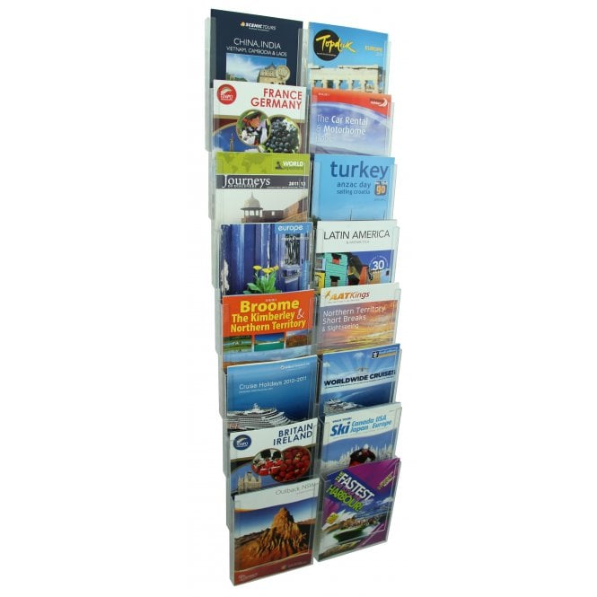 Double A4 leaflet holder: 8 tier wall fixing