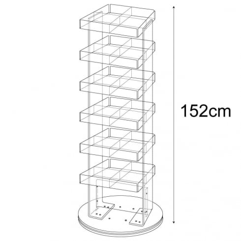 Merchandise spinner: 6 tray-kit form   (acrylic trays: shop display)