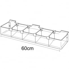 Trough: adjustable dividers-slatwall   (trays & tubs for slatwall)